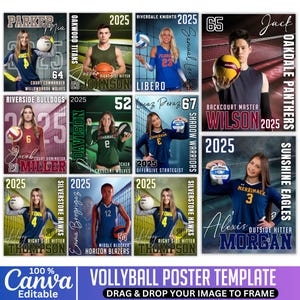 10 volleybalposter canva bewerkbare sjabloon, aangepaste volleybalposter, volleybalcanvateam, volleybal seniorenavond, volleybalachtergronden