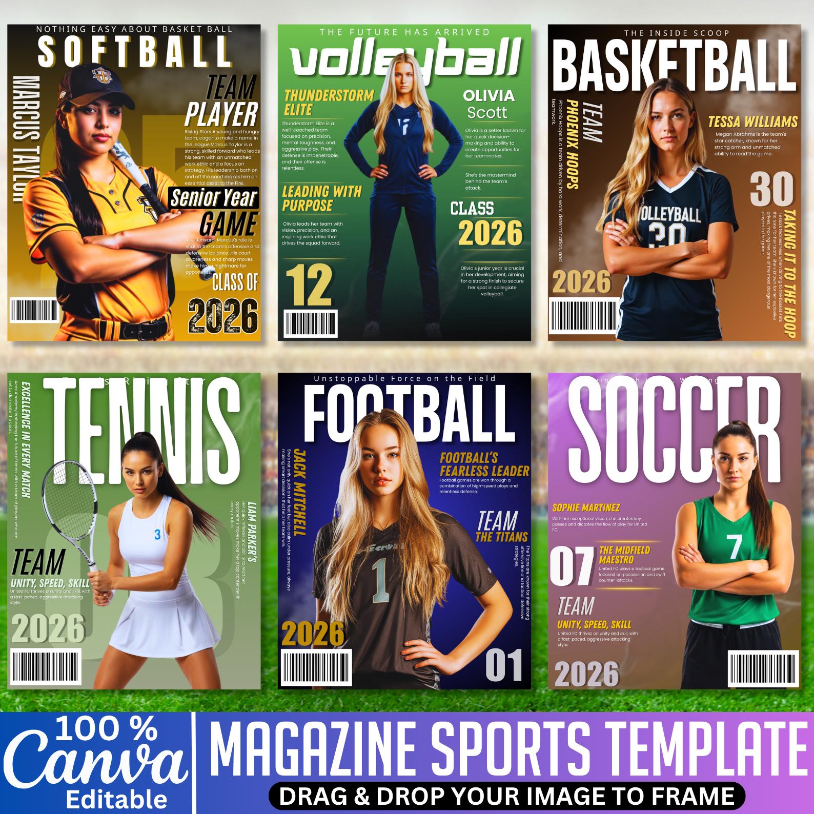 Sports Magazine Cover Template, Canva Editable Cover Template ...