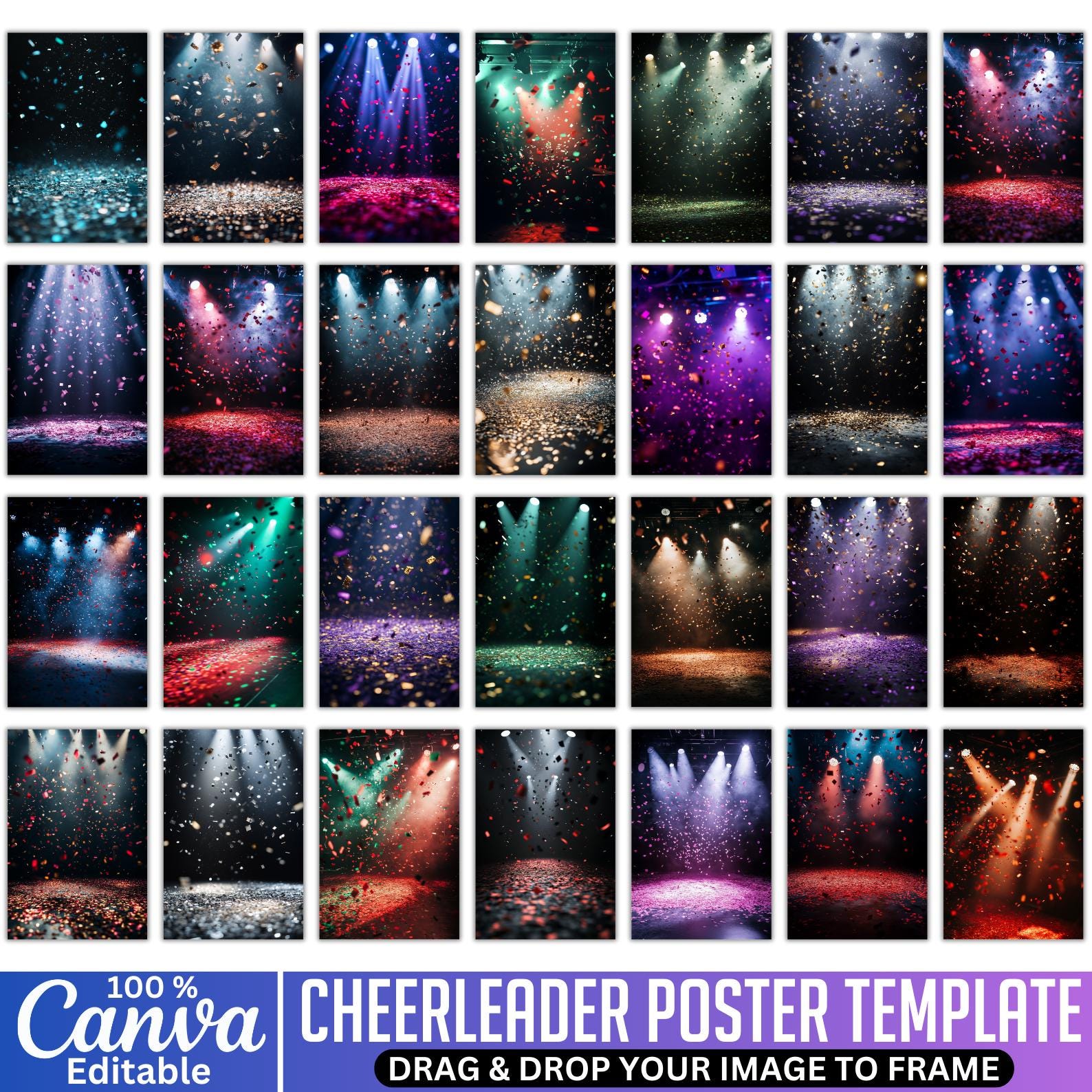 50 Cheerleading Backdrops Bundle, Custom Cheer Digital Background ...