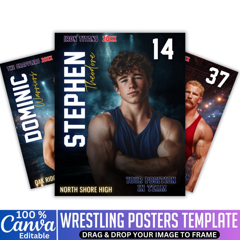 Wrestling Poster Canva Template, Editable Wrestling Banner Sports