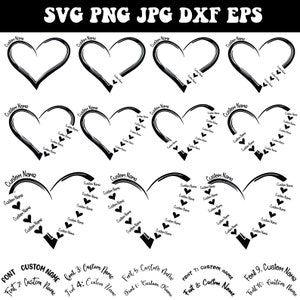 Benutzerdefiniertes Herz Enkelkind Name svg, benutzerdefiniertes Herz Bundle svg, benutzerdefiniertes Herz svg, Hand gezeichnetes Herz svg, Herz geschnitten Dateien für Cricut, Png, Dxf