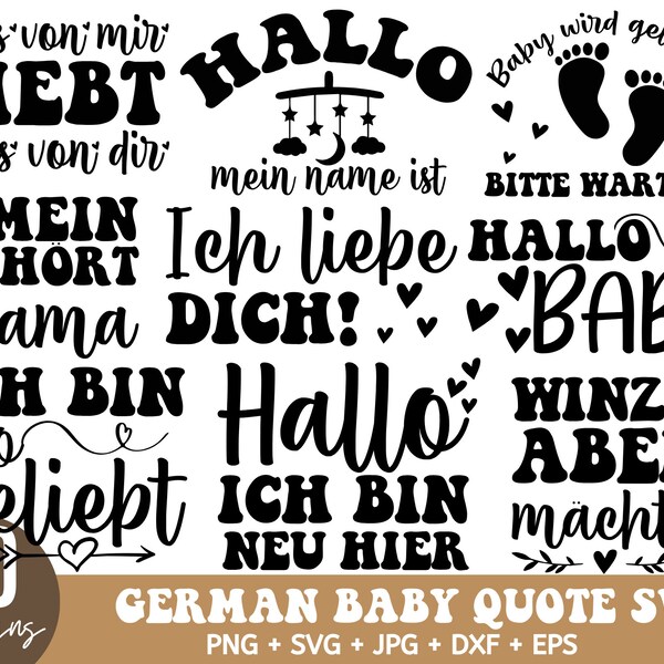 Deutsch Baby Zitat Plotterdatei Svg Bundle, Neugeborene Zitat Clipart, Baby Meilenstein Runden Plotterdatei SVG, Baby Junge Svg Bundle