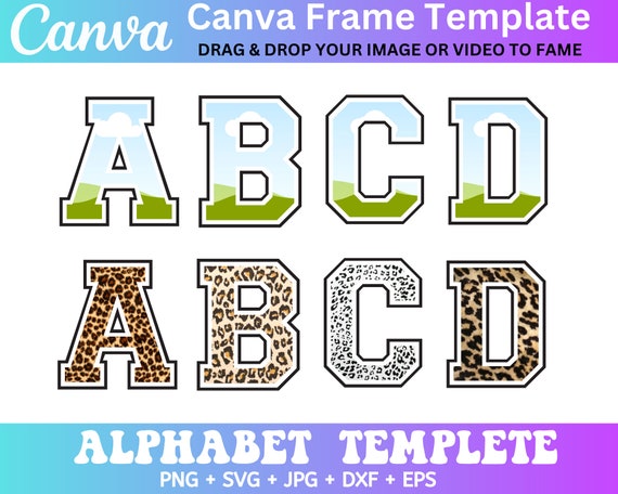 Canva Frame Alphabet, Canva Frame Varsity Letters, Varsity Font, Jersey letters template, Sports Font Canva template, digital download,