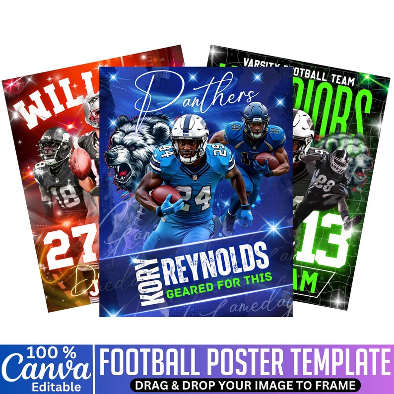 10 Football Poster Canva Editable Template Bundle, Football Poster ...