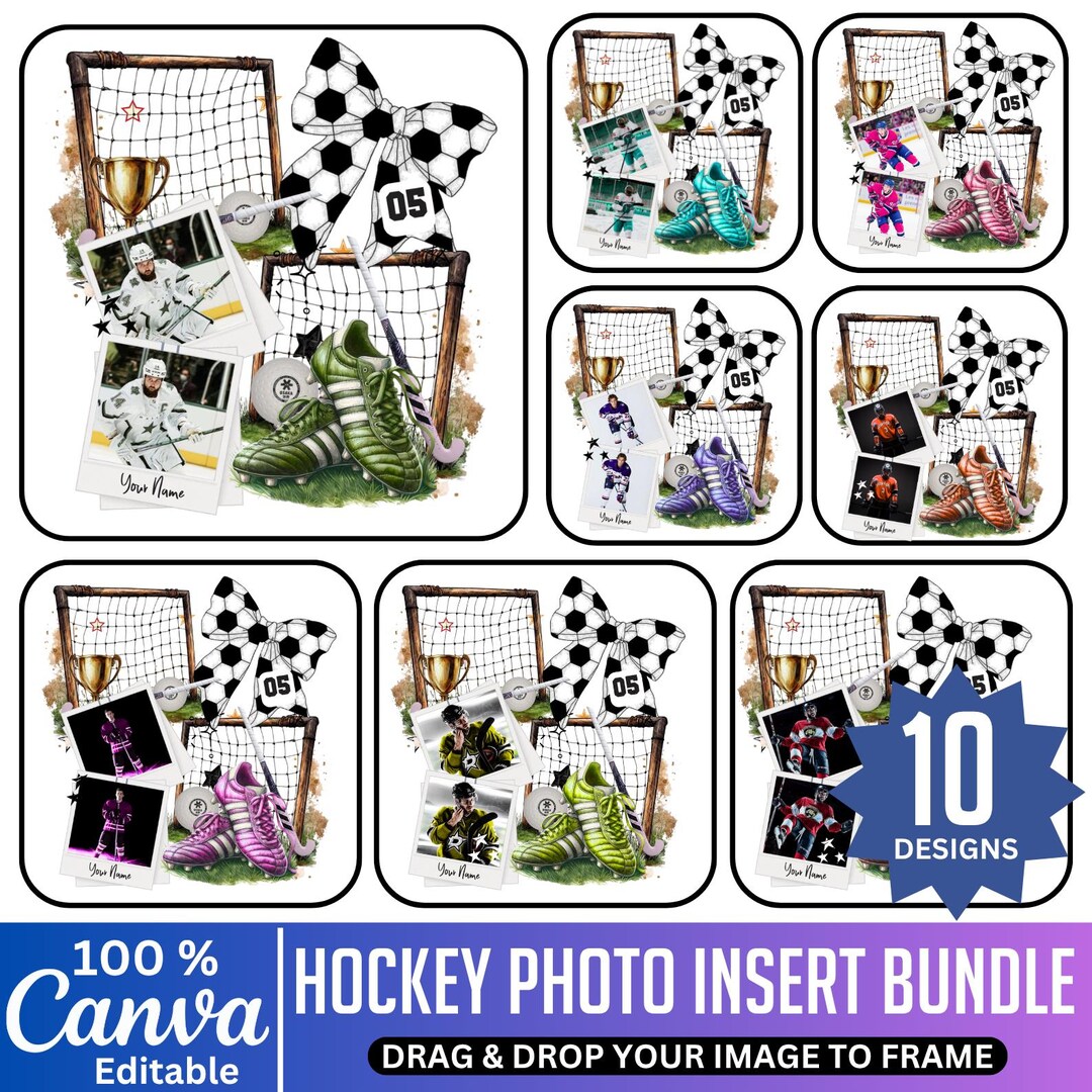 Hockey Photo Insert Bundle Template, Custom Photo Insert, Hockey ...