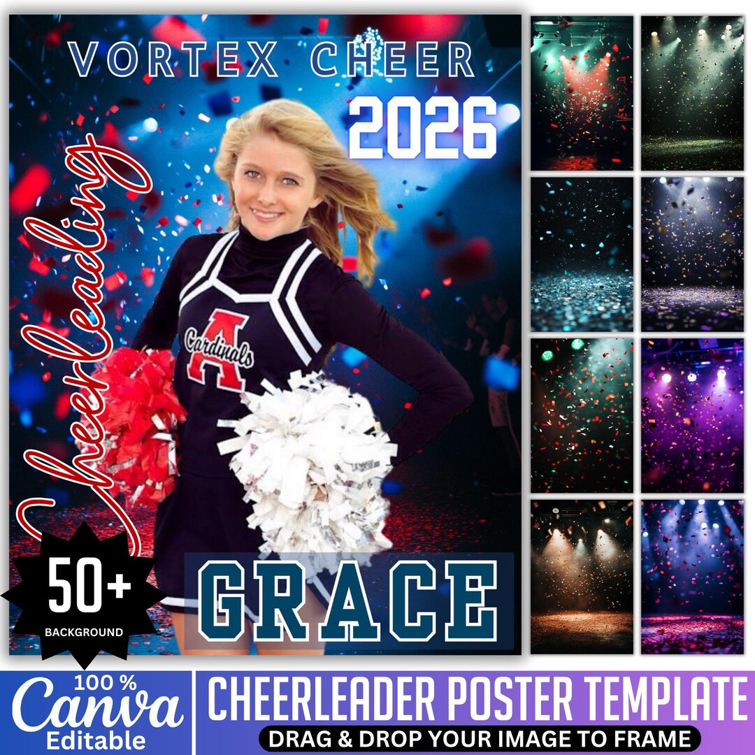 50 Cheerleading Backdrops Bundle, Custom Cheer Digital Background ...
