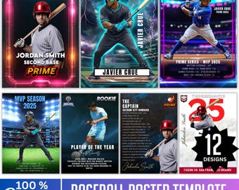12 Custom Trading Card Template Designs, Canva Editable Kids Sport Card, Players Sport Card Template Little League Cards Kids Baseball Card