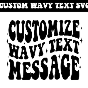 Svg de texte ondulé personnalisé, svg empilé ondulé personnalisé, svg lettres ondulées personnalisées, Svg rétro, texte groovy personnalisé, SVG personnalisé