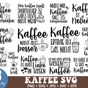 Deutsch Kaffee Plotter Svg-bundel, Kaffeezeit SVG, Kaffee Sprüche svg, Kaffee masch, Duitse gezegden plotterbestand Svg, Dxf, Png, Jpg, Pdf