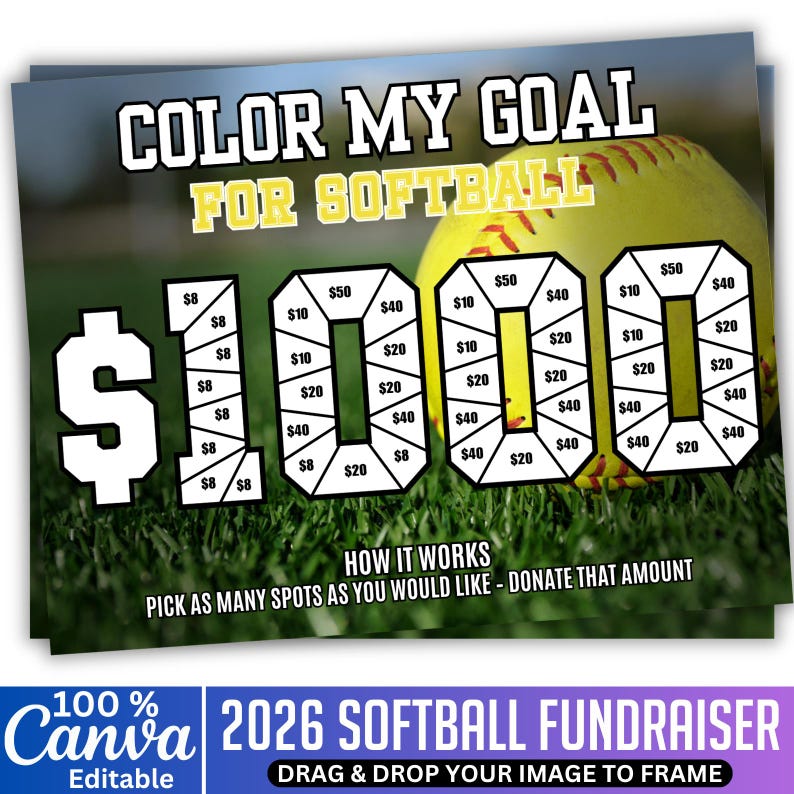 03 Softball Fundraiser Canva Editable Template, Custom Softball ...