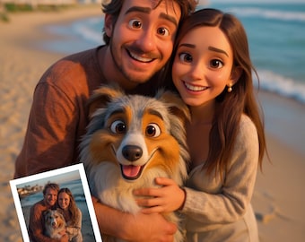 Custom Pixar-Style Cartoon Portrait, Digital Artwork of Couples, Gift for Couples, Cartoon Style Portrait, Unique Pixar Gift