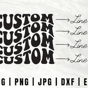 Custom Wavy Letters Svg, wave font quote, Wavy Alphabet Graphic Files, Customised Retro Wavy Text Svg, Colourful Stacked Wavy Letters