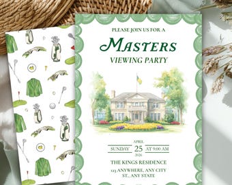 Masters Viewing Party Invitation Template, Canva Editable Golf Watch Party Invite, Augusta Golf Tournament, Printable Golf Party Invite