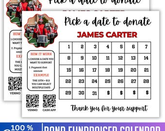 Band Fundraiser Calendar, Canva Editable Pick a Date to Donate, Banding Team Fundraiser, Pay The Date Fundraiser, Drag & Drop, Digital File