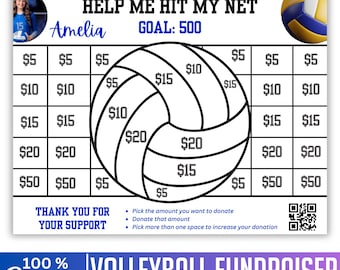 Volleyball Fundraising Calendar Template, Pick a Date Fundraiser, Canva Editable Sports Donation Tracker, Volleyball Team Fundraiser Board