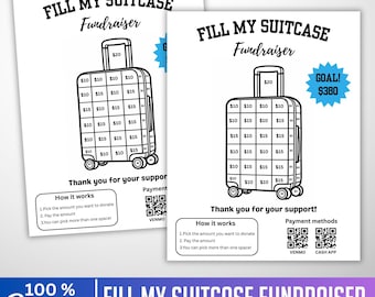 Fill My Suitcase Fundraiser Template, Canva Editable Travel Fundraiser, Pick a Date to Donate, Mission Trip Church Youth, Digital Download