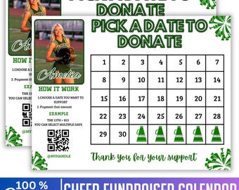 Cheer Fundraiser Calendar, Canva Editable Pick a Date to Donate, Cheerleading Team Fundraiser, Printable School Sports Fundraiser, Download