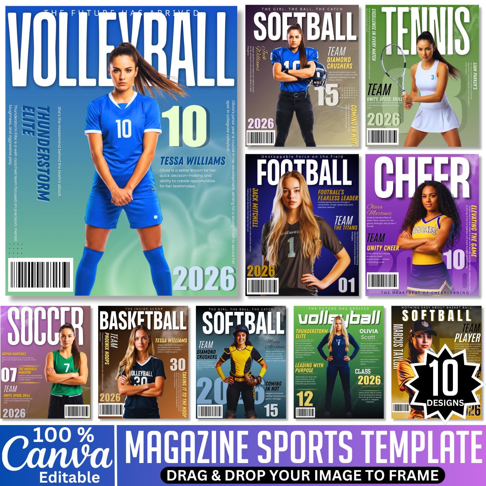 Sports Magazine Cover Template, Canva Editable Cover Template ...