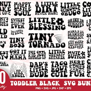 30 Retro Toddler Black SVG Bundle, Funny toddler svg bundle, Tiny biss svg, Baby Sayings Svg, Funny toddler svg, cute sassy svg