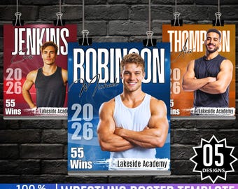 05 Wrestling Poster Template , Canva Editable Senior Wrestling Poster Canva, Wrestling cards Designs, Wrestling Backdrop, Digital Download