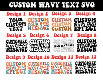 Custom Wavy Text Svg, custom wavy stacked svg, Custom wavy letters svg, Retro Svg, custom wavy font svg,Custom Retro Wavy Text Svg