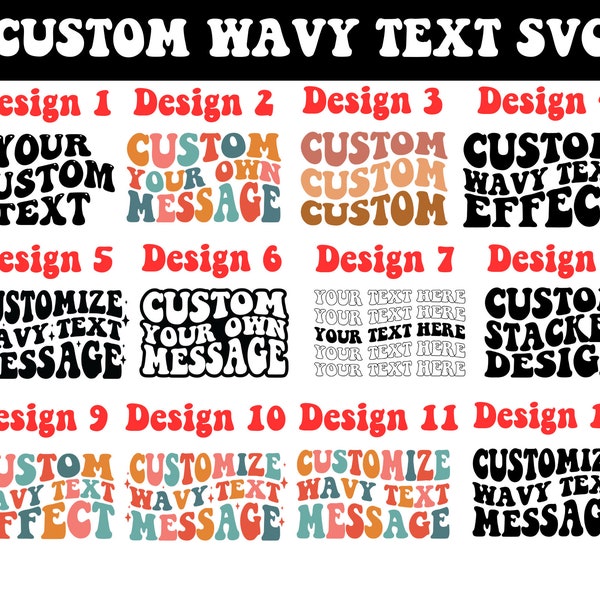 Custom Wavy Text Svg, custom wavy stacked svg, Custom wavy letters svg, Retro Svg, custom wavy font svg,Custom Retro Wavy Text Svg