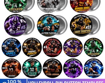 15 Volleyball Pin Button Template, Canva Editable Volleyball Badge, Custom Photo Player Sticker, Senior Night Pin Button, Pin Button Designs