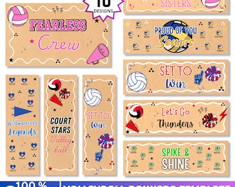 10 Volleyball Printable Banner, 2x6 Foot Sports Banner, Volleyball Team Decor, Senior Night Banner, Game Day Sign, Digital Download