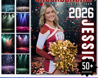 Cheerleader Poster Canva Editable Template, Senior Cheer Team  Poster, Custom Cheer Digital Background, 50 Cheerleading Backdrops  Bundle