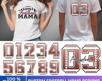 Custom Football Mama Editable Template, Canva Editable Gameday Football Designs, Customized Kids Name Football, Football Mom Sublimation PNG