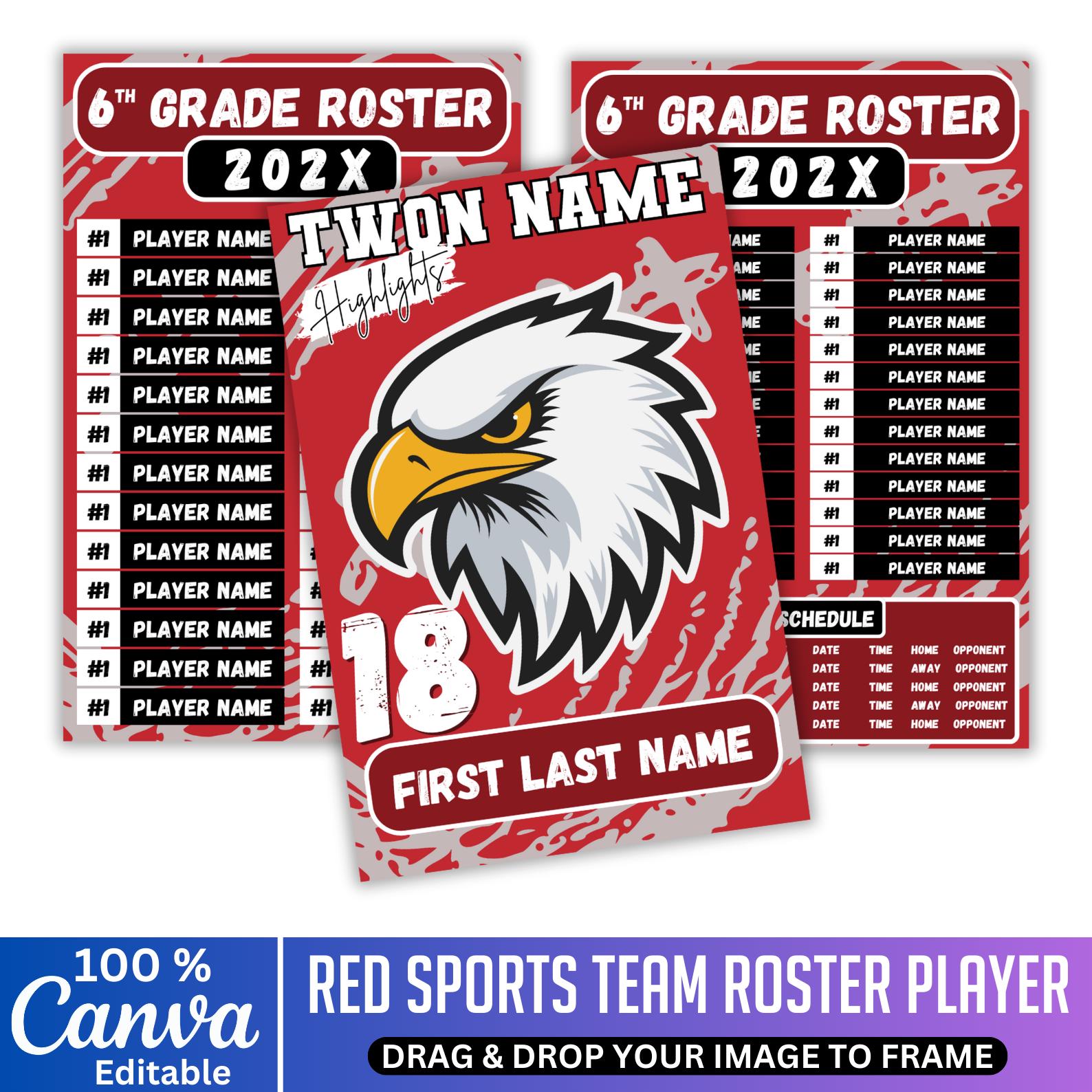 Sports Team Roster Canva Template, Editable Team Roster Card, Team ...