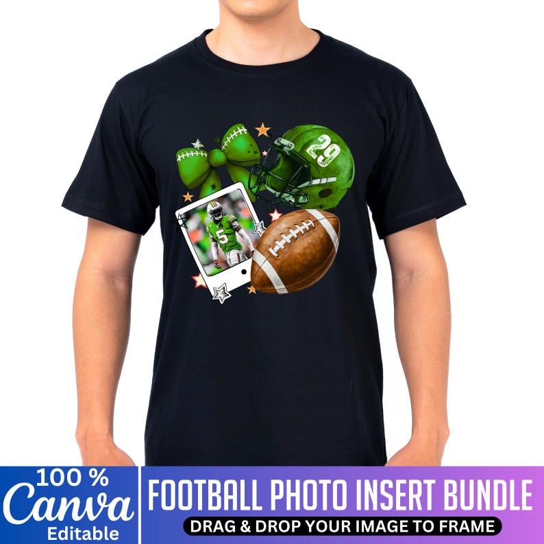 Fall Football Photo Insert Bundle, Canva Editable Photo Insert Designs ...