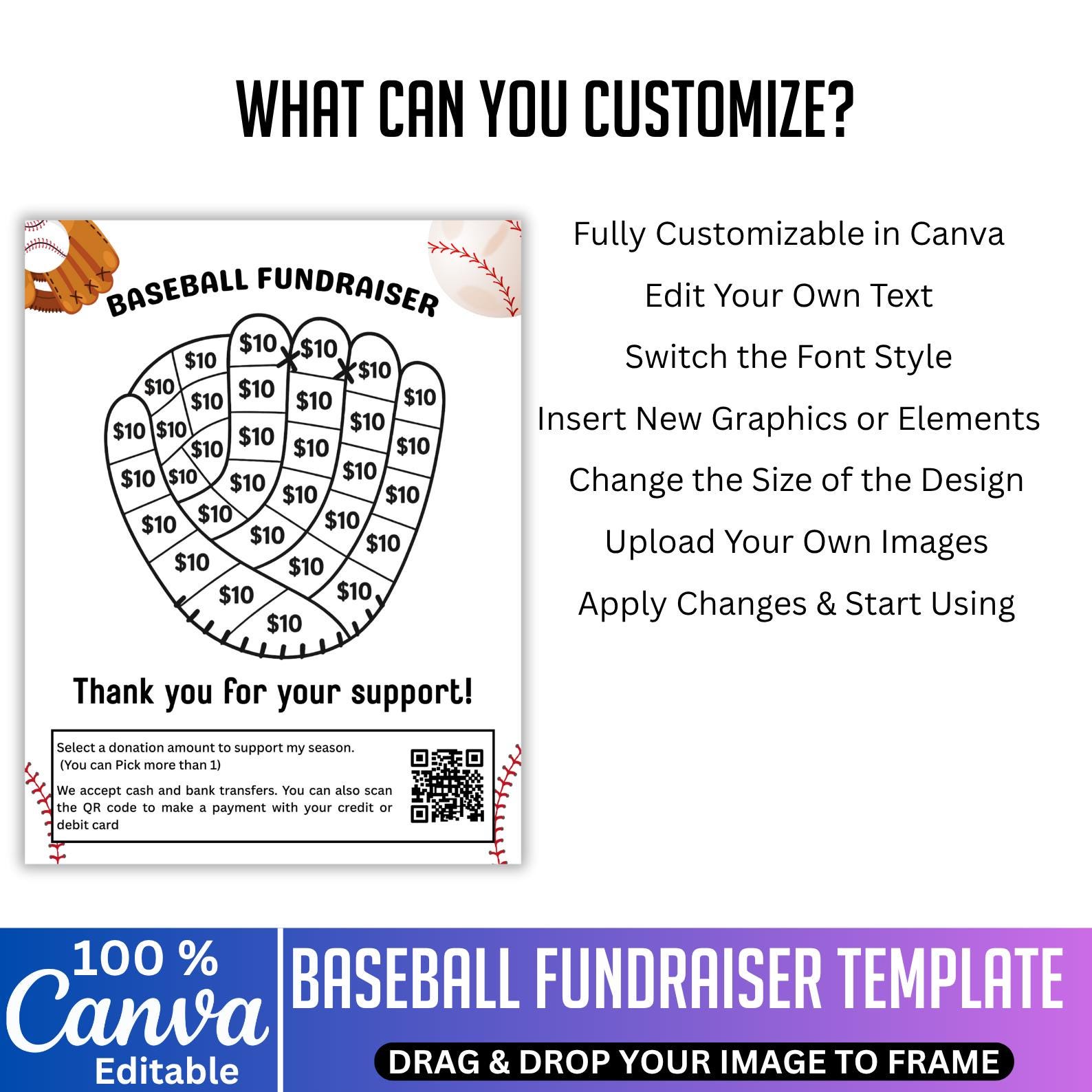Editable Fill My Baseball Fundraiser Template, Baseball Sponsor My ...
