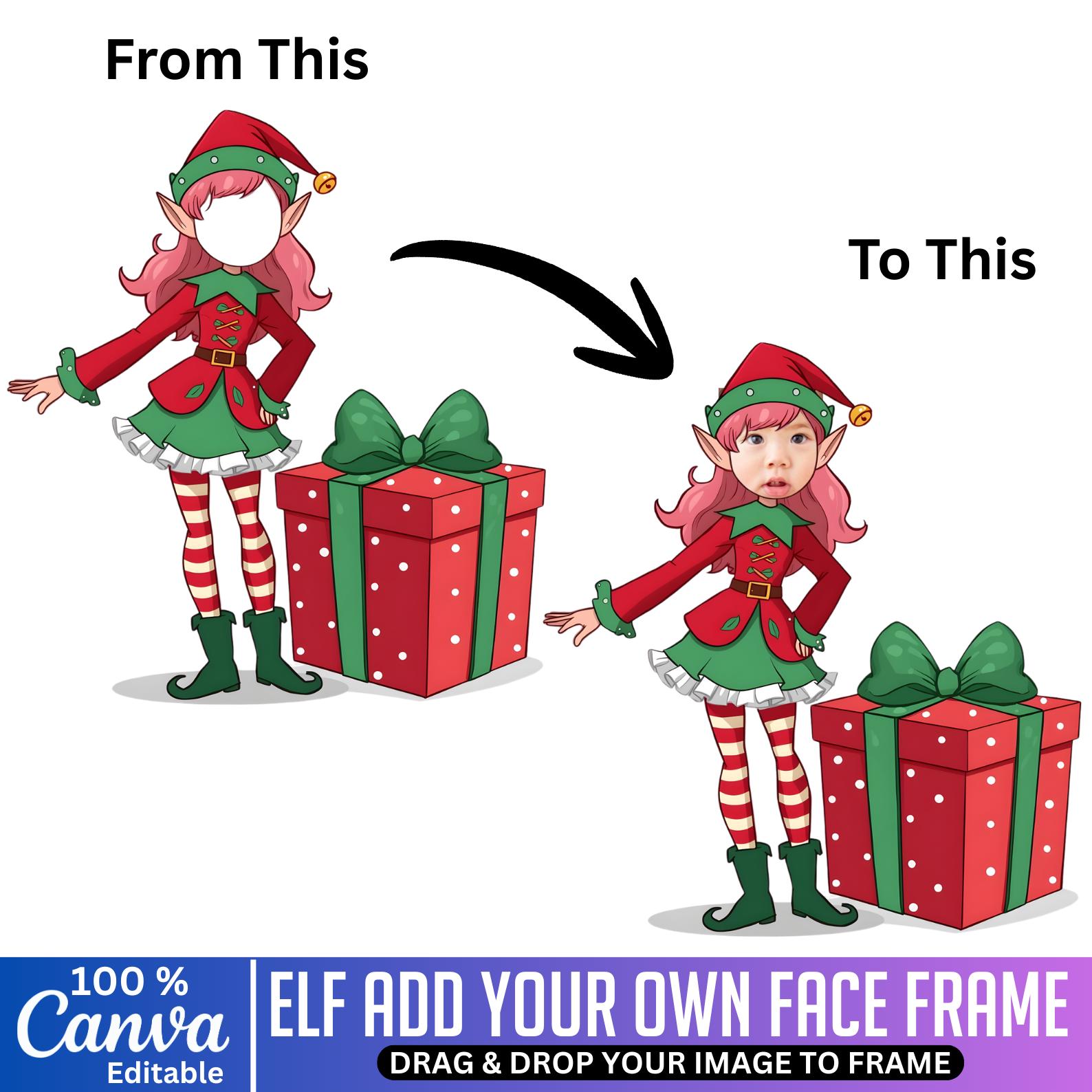 50 Christmas Elf Add Your Own Face Photo Frames Bundle, Santa, Elf Face ...