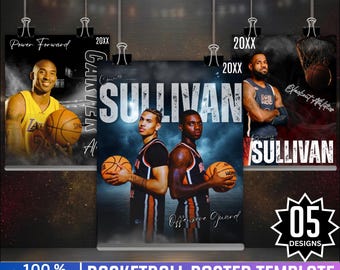 05 Basketball Poster Template , Canva Editable Senior Basketball Poster Canva, Basketball cards Designs, Basketball Backdrop, Digital