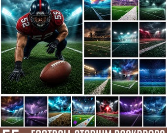 55+ Football Stadium Backdrops, Sports Photography Backgrounds, Fog and Stadium Lights, Athlete Photo Composite, Digital Download