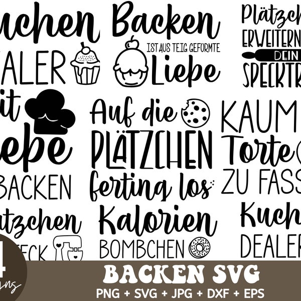 Deutsch Backen SVG Bündel, Kochvektor SVG, Küchen-Vektor-Icons, German Bundle, Küchen Clipart Set, Backen SVG Paket