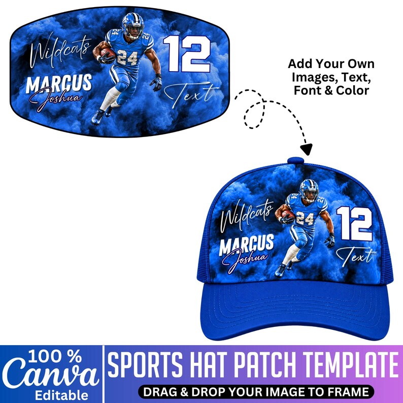 Sports Hat Patch Canva Template, Editable Football Hat Patch, Sports ...