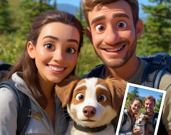 Custom Pixar-Style Cartoon Portrait, Digital Artwork of Couples, Gift for Couples, Cartoon Style Portrait, Unique Pixar Gift