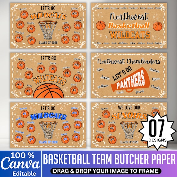 Project and Paint Basketball Team Butcher Paper Banner, Senior Night Banner Template, Canva Editable Sports Banner, Digital Download