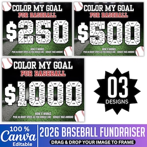 03 Baseball Fundraiser Canva Editable Template, Custom Baseball Fundraiser 2026, Fill in Fundraiser Baseball Board Team, Digital File