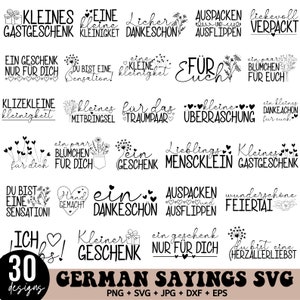 30 dictons allemands traceur, étiquette lettrage, fichier coupé lettrage allemand, dictons allemands svg Bundle, fichier traceur porte-clé, Cricuit