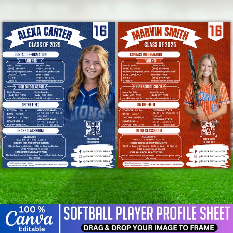 Softball Player Profile Sheet, Sports Recruiting Profile , Athlete ...