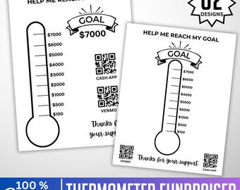 Fundraising Thermometer Template, Canva Editable Donation Tracker, Nonprofit Goal Chart, Charity Progress Board, School Fundraising Sign