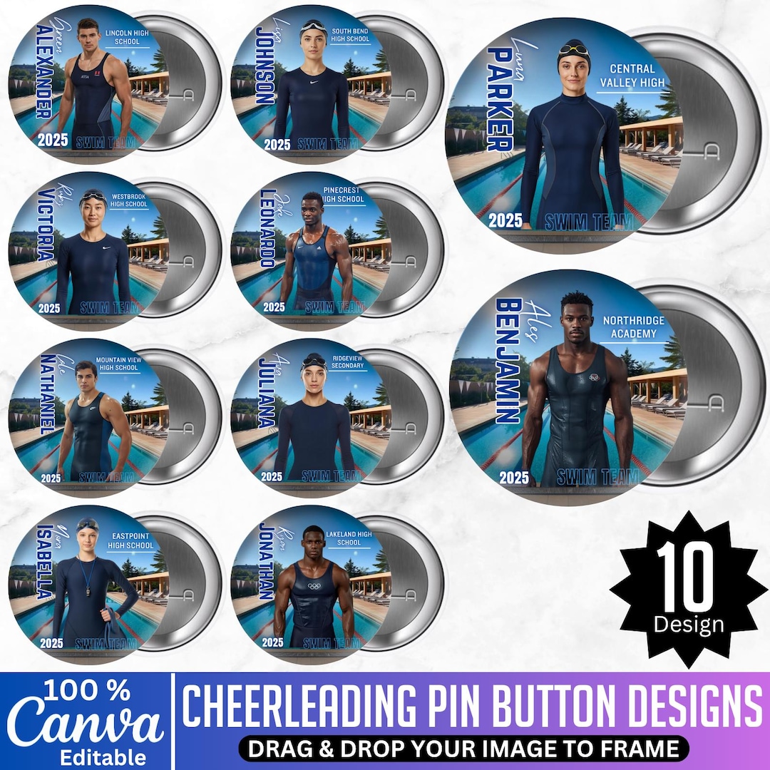 Cheerleading Pin Button Poster Template, Canva Editable Cheerleading ...
