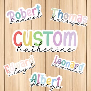 Adesivo com nome personalizado, Adesivo com nome personalizado, Adesivo retrô personalizado, Adesivo com nome para garrafa d'água, Adesivo colorido personalizado, Download instantâneo
