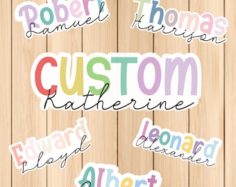 Custom Name Sticker, Personalized Name Sticker,  Retro Custom Sticker, Water Bottle Name Sticker, Colourful Custom Sticker, Instant Download