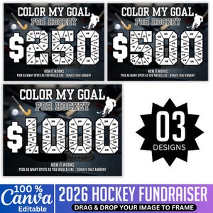 03 Hockey Fundraiser Canva redigerbar mall, Anpassad Hockey Fundraiser 2026, Fyll i Fundraiser Hockey Board Team, Digital nedladdning