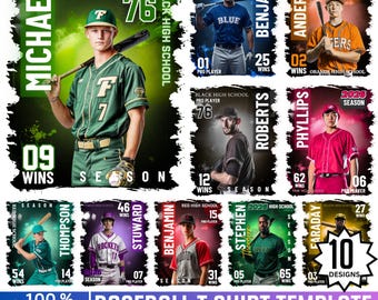 Baseball T Shirt Template, Canva Editable Sports Template, Custom Team T Shirt Design, Baseball Bootleg Tee, Sublimation Backdrop, Digital