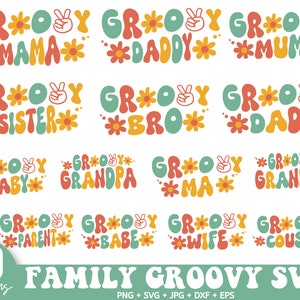 30 Groovy Familie SVG Bundle, Retro Familie svg, Groovy Geburtstag, Passende Familie svg, Groovy Mom, Groovy Dad, Groovy Brother, zwei Groovy